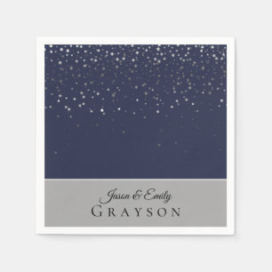 Paper Napkins- Petite Stars Mitternacht & Silbergr Serviette
