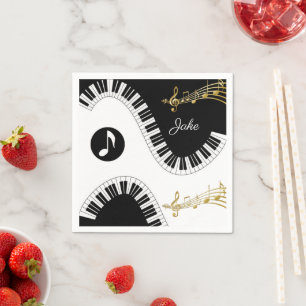 Paper Napkins, Piano White Black Gold Musiknote Serviette