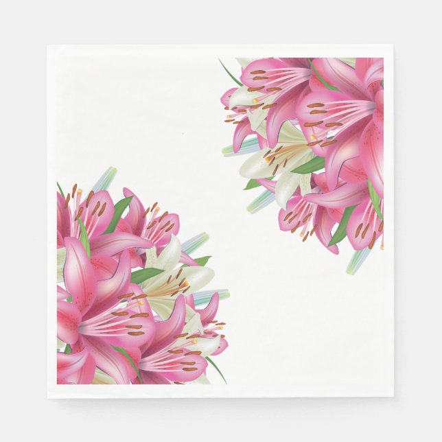 Paper Napkins-Pink Lilies Serviette (Vorderseite)