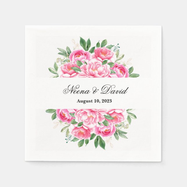 Paper Napkins-Pink Peonies Serviette (Vorderseite)