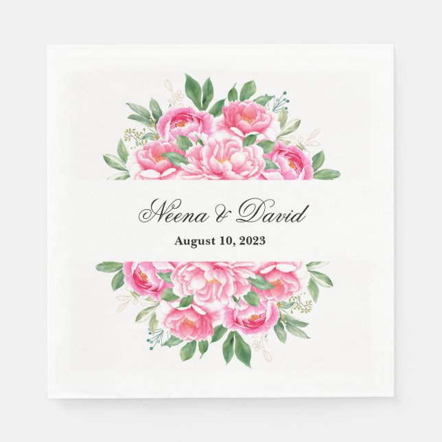 Paper Napkins-Pink Peonies Serviette (Vorderseite)