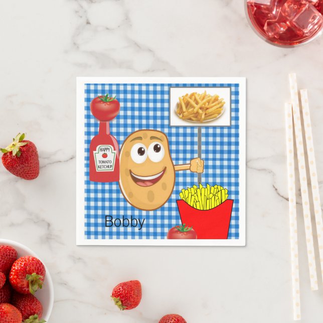 Paper Napkins, Potato, French Fries, Ketchup Serviette (Beispiel)