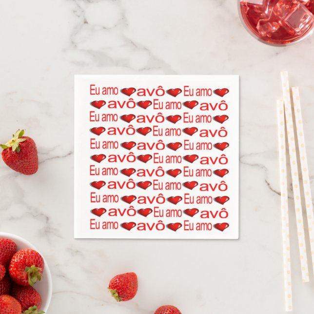 Paper Napkins, Red Hearts Liebe Avo Portugiesisch Serviette (Beispiel)