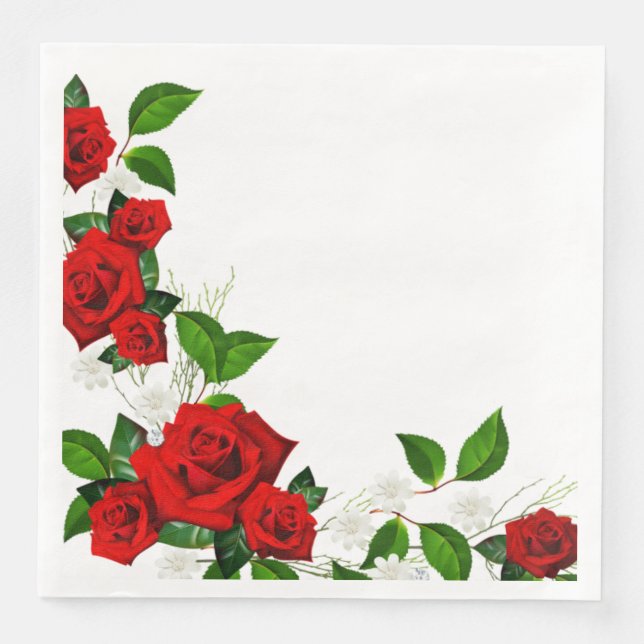Paper Napkins Rote Rosen Paper Dinner Napkins Serviette (Vorderseite)
