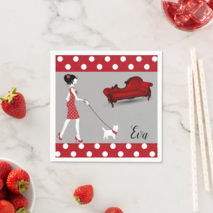 Paper Napkins, Vintag Paris Frankreich Roter Punkt Serviette