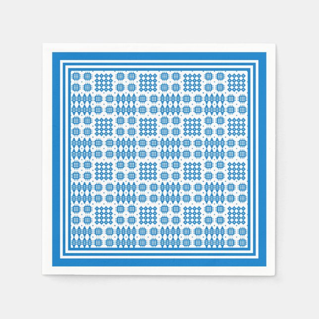 Paper Napkins: Welsh Tapestry Pattern, Bright Blue Serviette (Vorderseite)