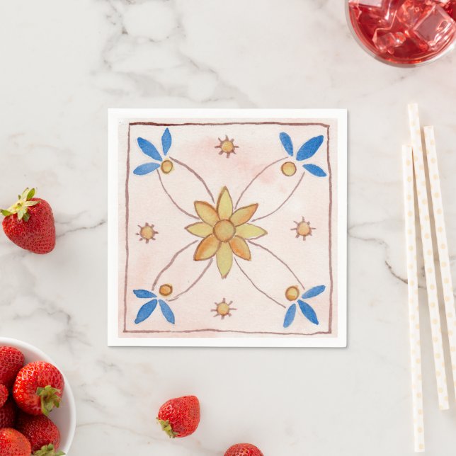 Paper napkins with pink delicate floral design serviette (Beispiel)