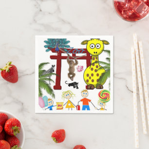 Paper Napkins, Zoo Giraffe Affenpanther Serviette