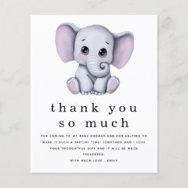 PAPER Niedlich Elephant Baby Dusche Vielen Dank Flyer