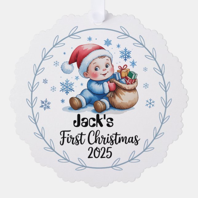 Paper Ornament-Baby Boy's First Christmas Ornament (Vorderseite)