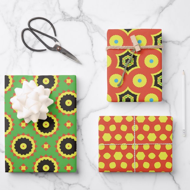 Paper Pack 172 Decorative Rot-Gelb Geschenkpapier Set (Vorderseite)