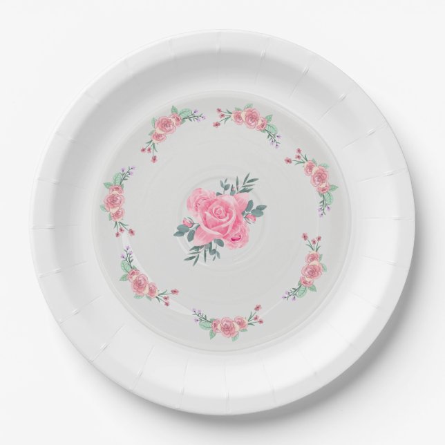 Paper & Party Plates || Rose Garden Party Plate Pappteller (Vorderseite)