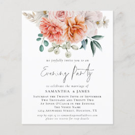 PAPER Peonies Coral QR Hochzeiten Abend Party Flyer