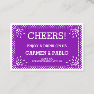 Paper Picado Colorful Mexican Wedding Drink Ticket