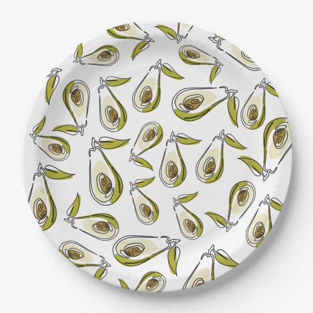 Paper Plate verfügt über einen niedlichen Avocado. Pappteller (Vorderseite)