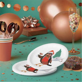 Paper plate with Merry Christmas Robin design Pappteller