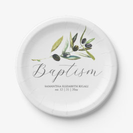 Paper Plates Botanical Olive Branch Greenery Pappteller