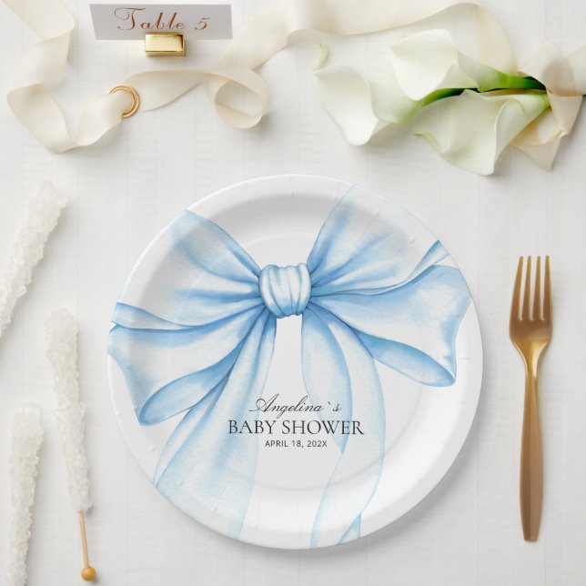  Paper Plates for baby shower with adorable bow. Pappteller (Hochzeit)