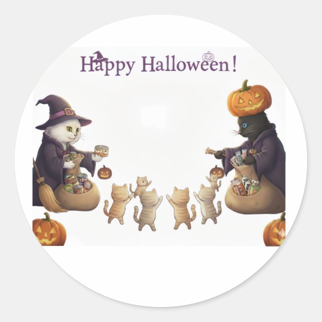 Paper&pukku happy halloween! runder aufkleber (Vorderseite)