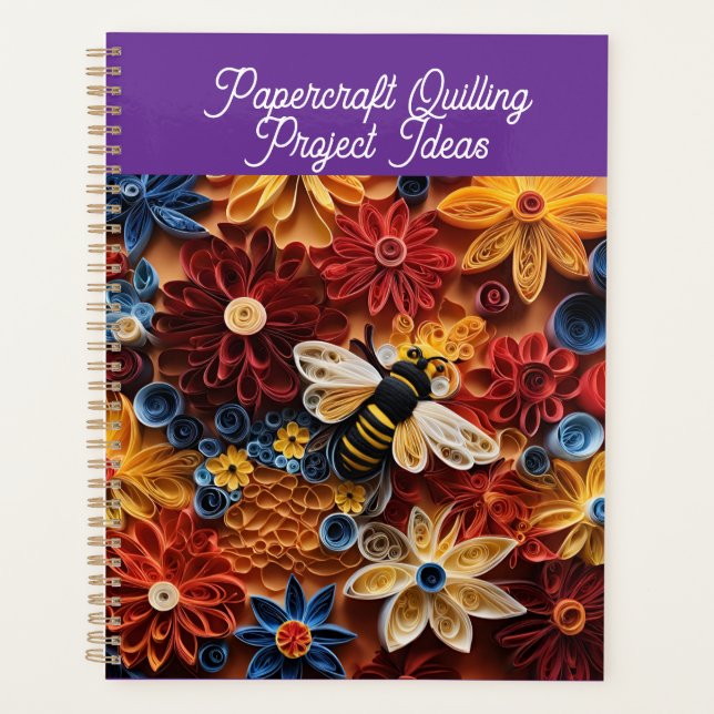 Paper Quilling Design Bee surrounded by Flowers Planer (Vorderseite)
