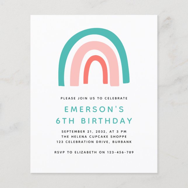 PAPER Rainbow Kid's Geburtstagsparty Einladung Flyer (Vorne)