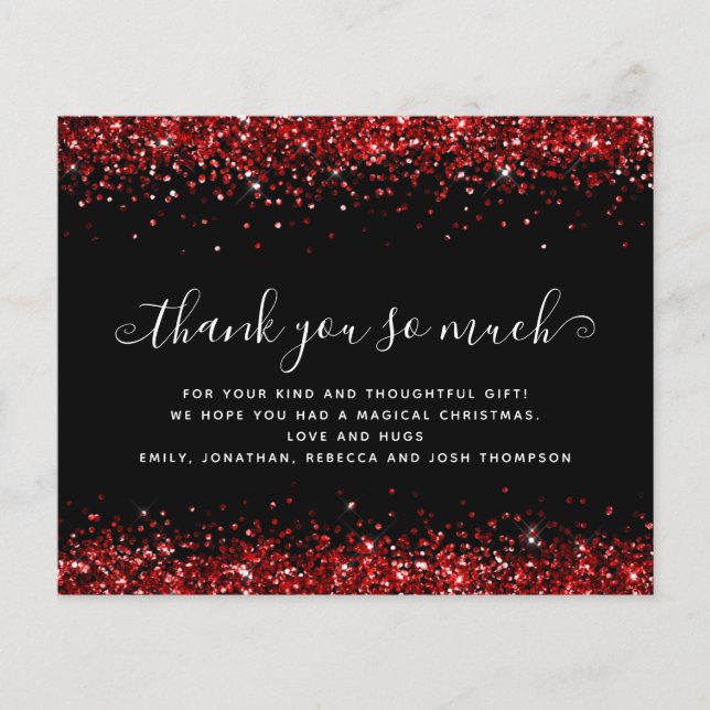 PAPER Red Glitzer Christmas Black Danke Flyer (Vorne)