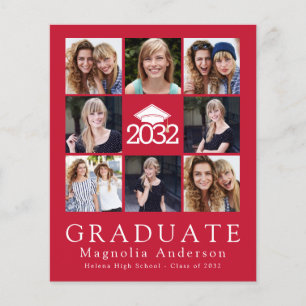 PAPER Red Graduate Cap Tassel Foto Ankündigung Flyer