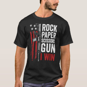 Paper Rock Scissors Gun 2a Pro Gun Vater Joke T-Shirt