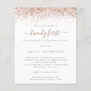 PAPER Rose Glitter Girly 21st Party Einladung Flyer