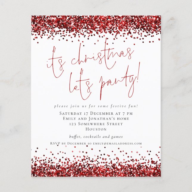 PAPER Roter Glitzer Zu Weihnachten Lasse Party ein Flyer (Vorne)