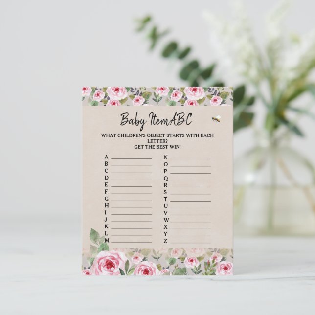 Paper Sheet Baby Duschgame "Baby Item ABC". (Stehend Vorderseite)