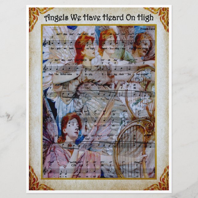 Paper Sheet Music Art Engel haben wir auf Hoch geh (Vorderseite)