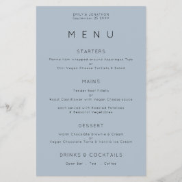PAPER Simple Typografy Dusty Blue Wedding Menu Flyer