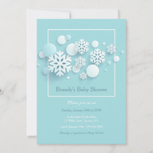 Paper Snowflakes Baby Dusche Blue Einladung