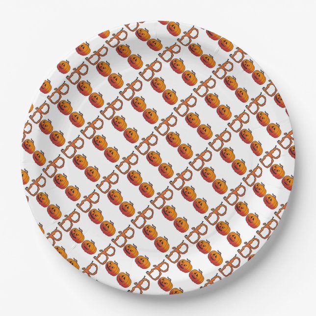 Paper Teller 9"/Boo mit Pumpkins (Vorderseite)
