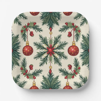 Paper Tellers, 7" Square Paper Plate(Weihnachten) Pappteller