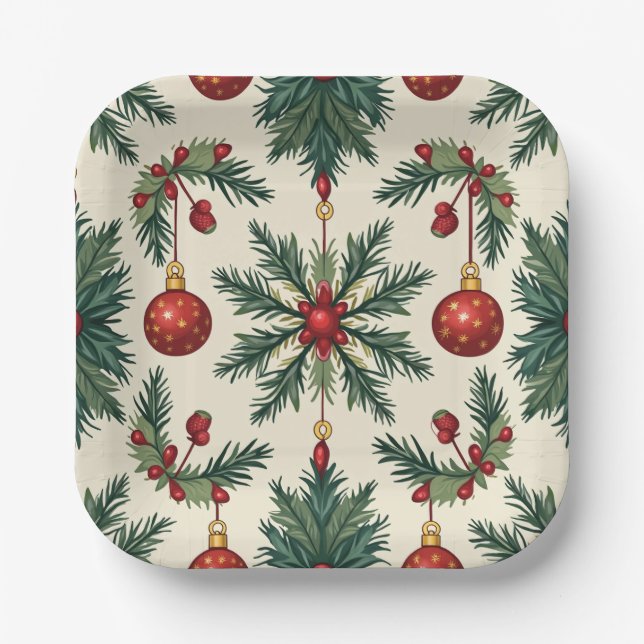 Paper Tellers, 7" Square Paper Plate(Weihnachten) Pappteller (Vorderseite)