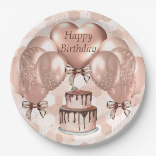 Paper Tellers 9" Set 8 Rose Gold Geburtstag Pappteller