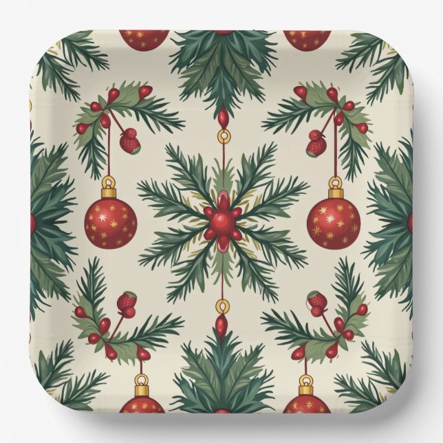 Paper Tellers, 9" Square Paper Plate(Weihnachten) Pappteller (Vorderseite)