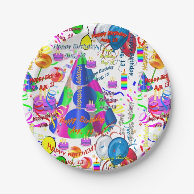 Paper Tellers August, 13 Geburtstag Pappteller (Vorderseite)