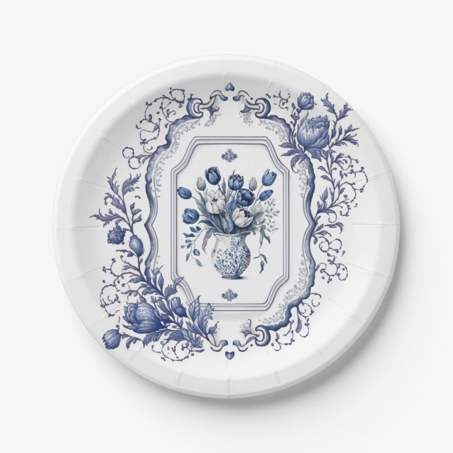 Paper Tellers Delft Blue Party Tableware-Dekoratio Pappteller (Vorderseite)