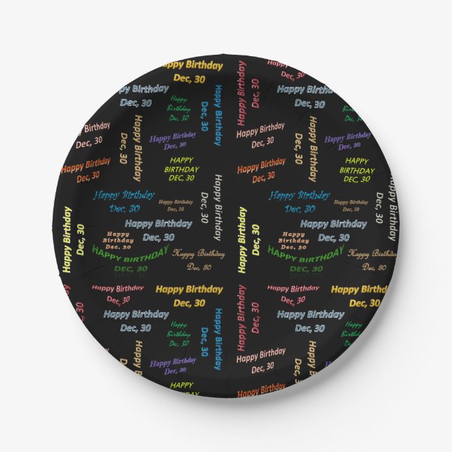 Paper Tellers Dezember, 30 Geburtstag Pappteller (Vorderseite)