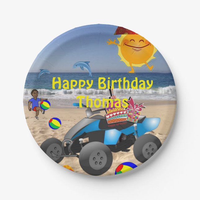 Paper Tellers, Happy Birthday Beach Bum African Bo Pappteller (Vorderseite)