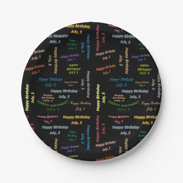 Paper Tellers Juli, 5 Geburtstag Pappteller (Vorderseite)