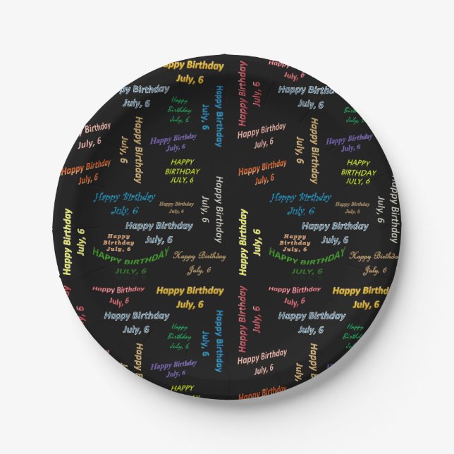 Paper Tellers Juli, 6 Geburtstag Pappteller (Vorderseite)