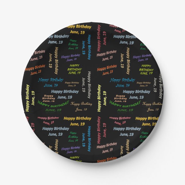 Paper Tellers Juni, 19 Geburtstag Pappteller (Vorderseite)