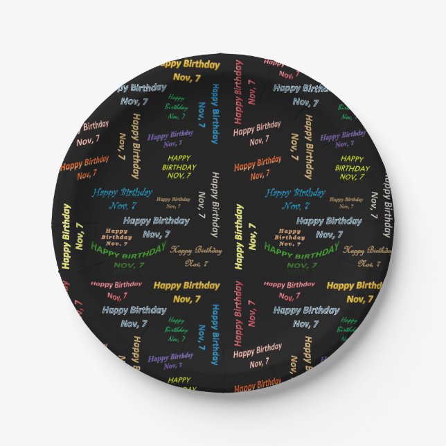 Paper Tellers November, 7. Geburtstag Pappteller (Vorderseite)