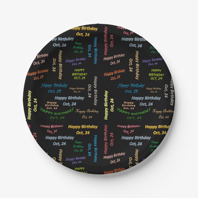 Paper Tellers Oktober, 24 Geburtstag Pappteller (Vorderseite)