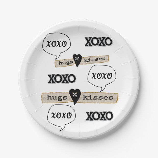 Paper Tellers Red Hearts Liebe Xoxo Pappteller (Vorderseite)