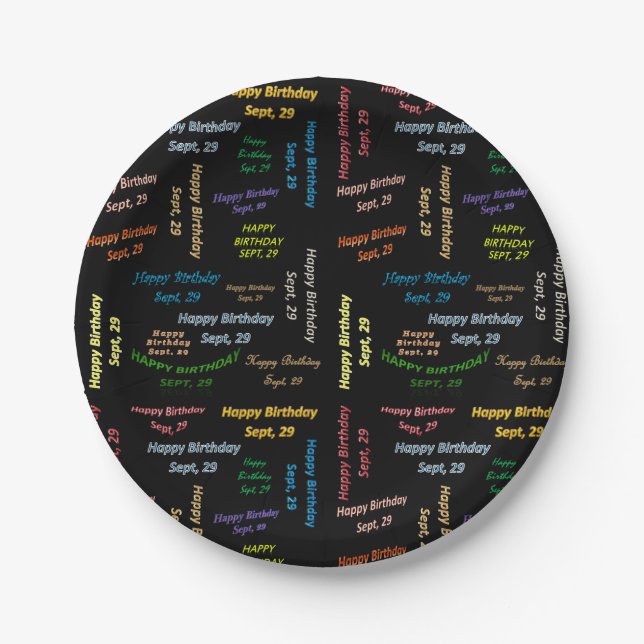 Paper Tellers September, 29 Geburtstag Pappteller (Vorderseite)